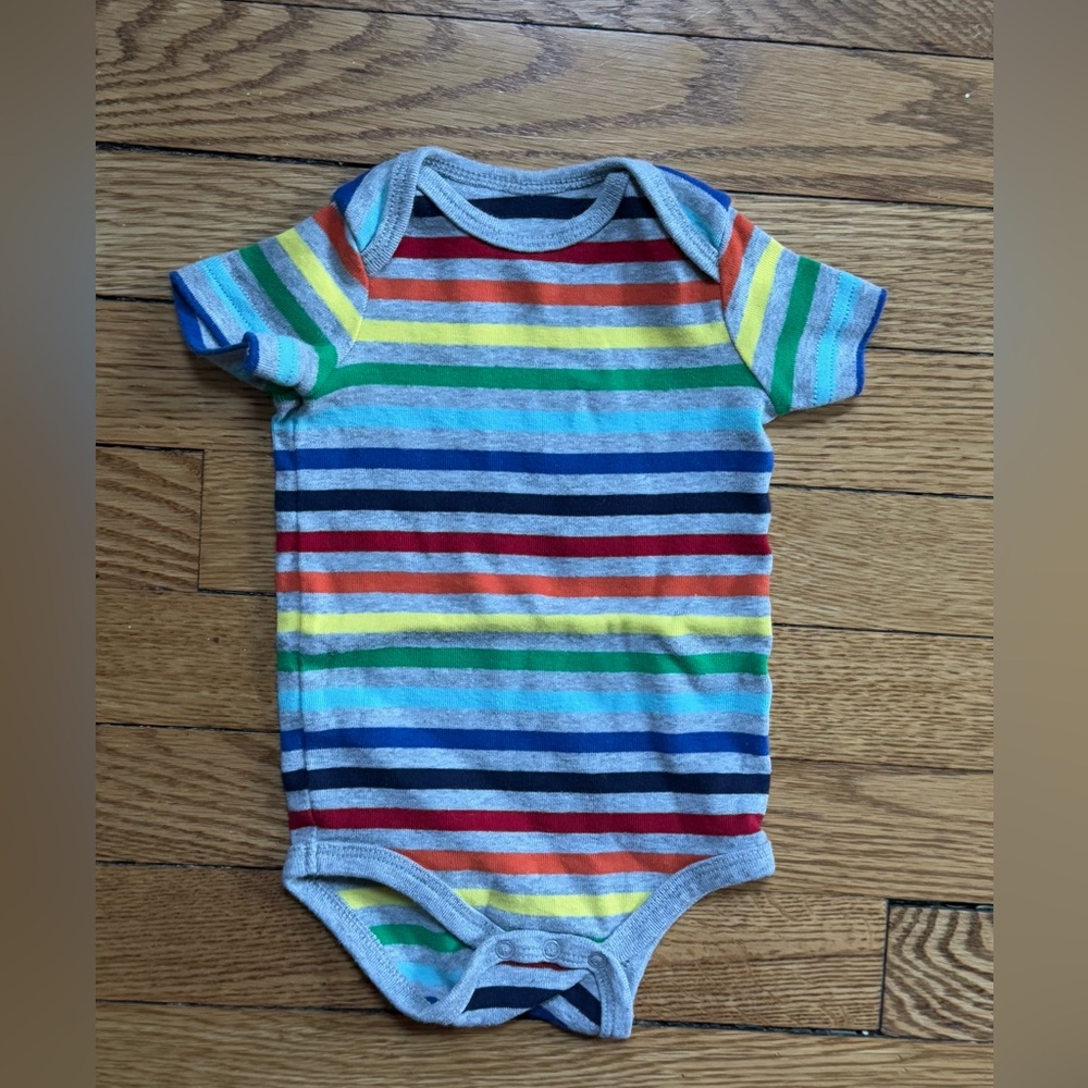 Primary Striped Onesie - Size 3-6 Months